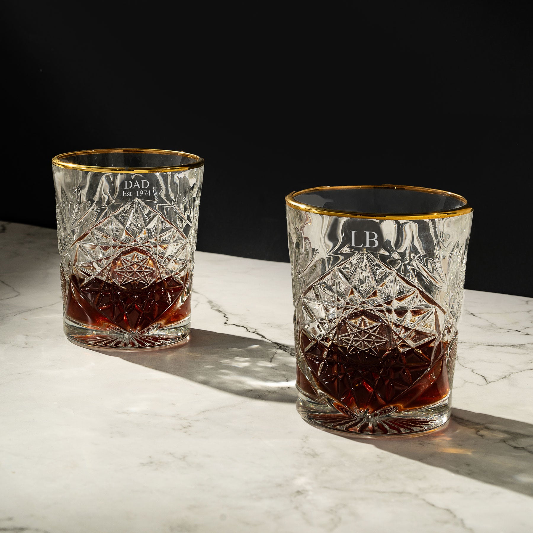 Personalised Whiskey Tumbler with Gold Rim - Single