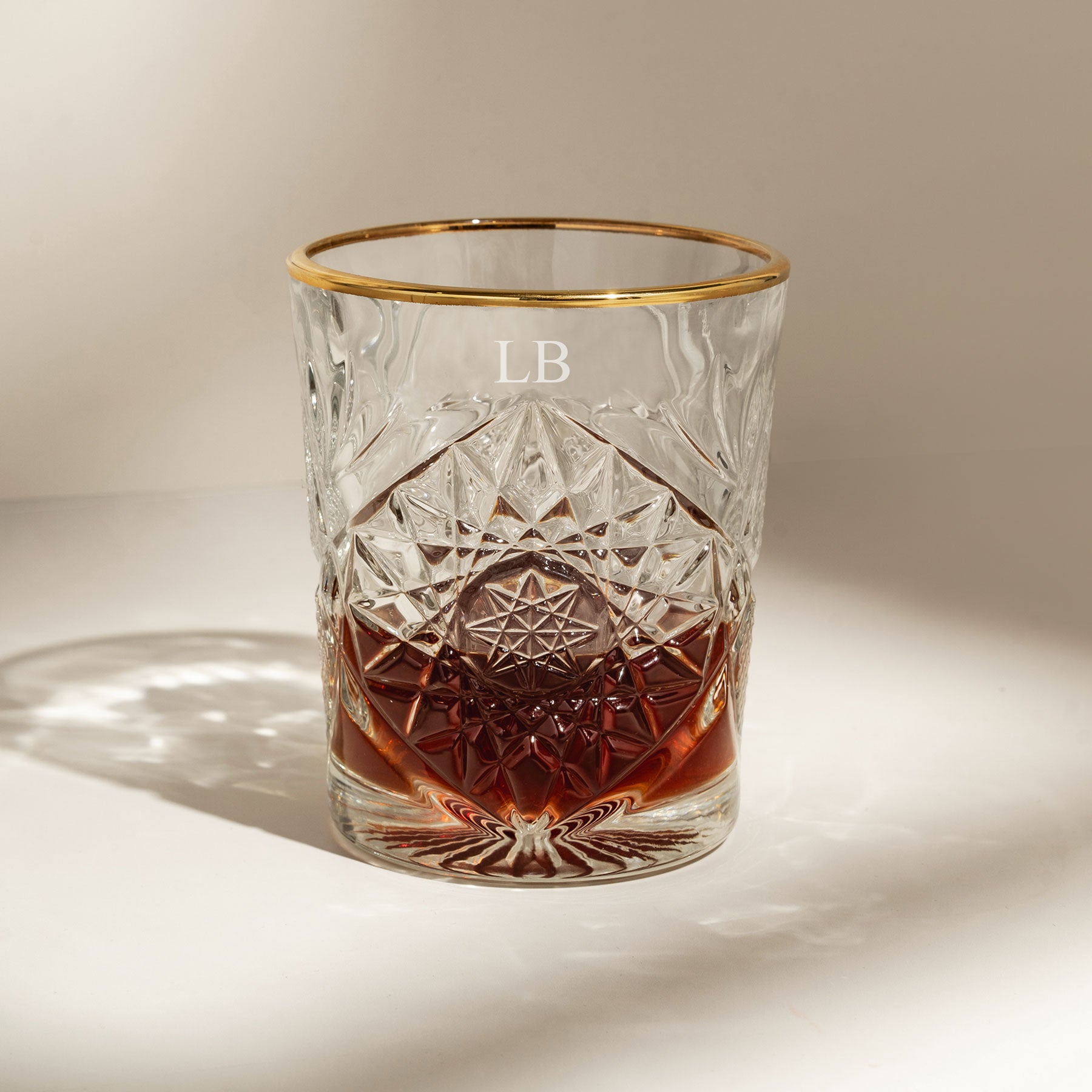 Personalised Whiskey Tumbler with Gold Rim - Single