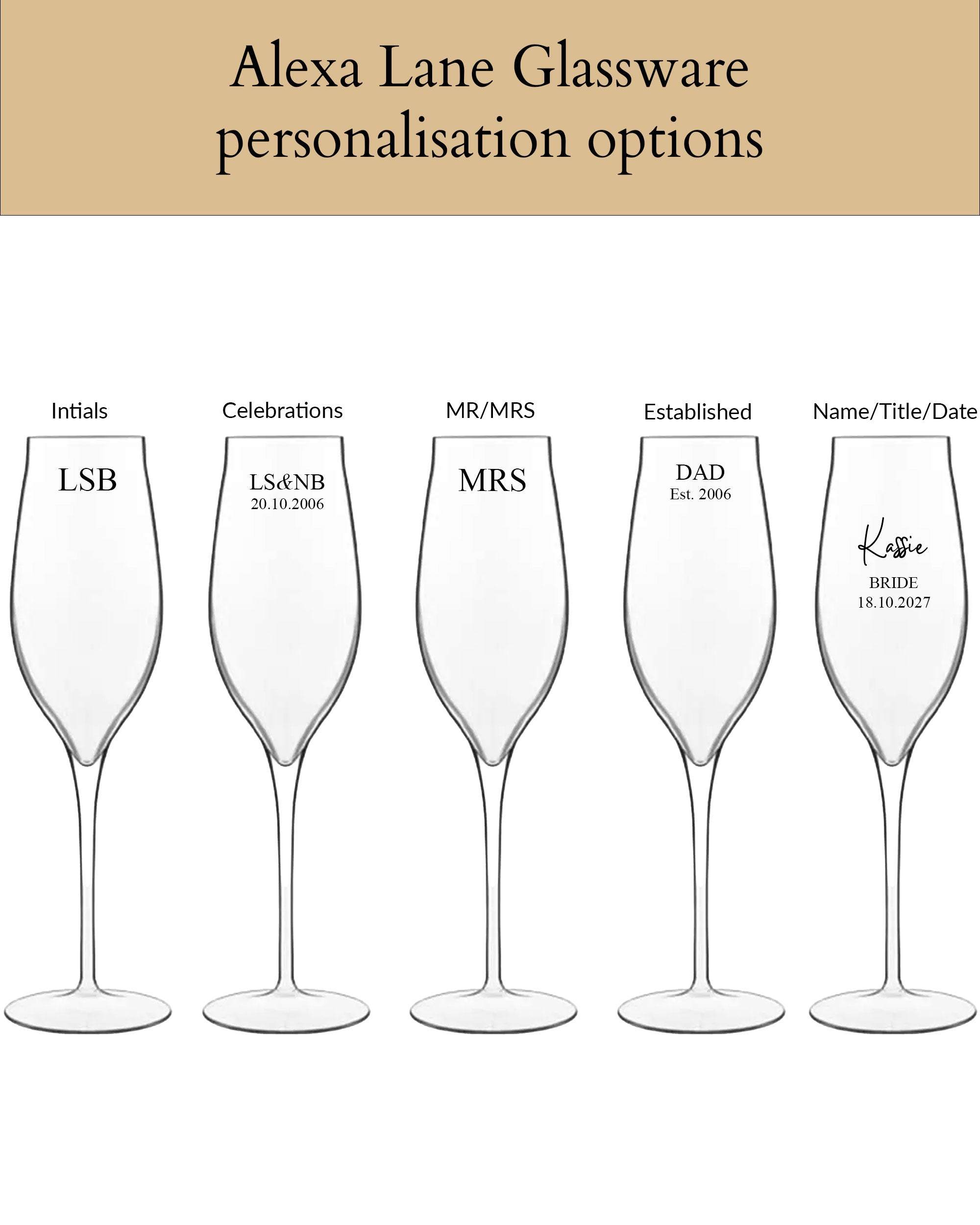 Personalised Champagne Flute Glass - Set of 2