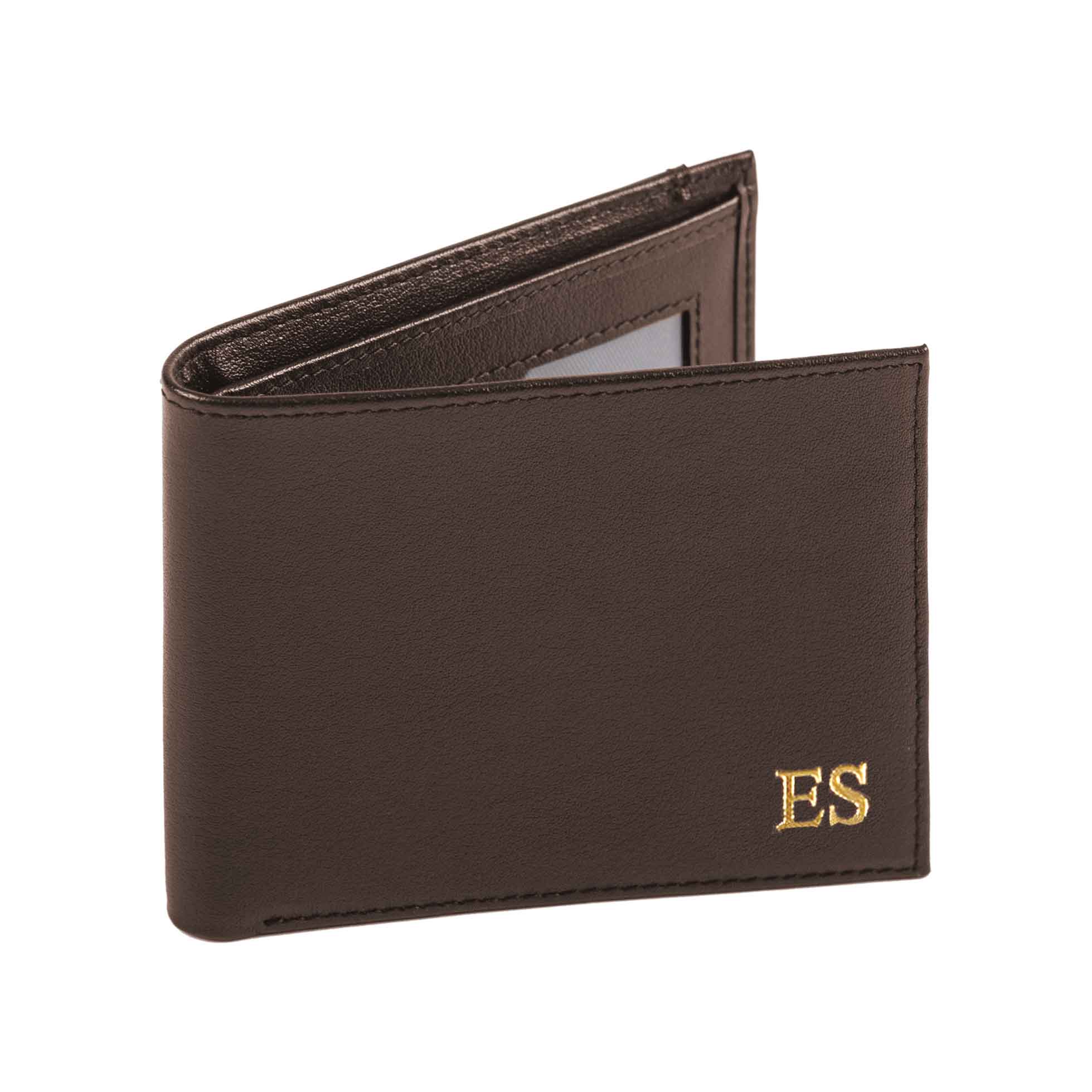 Genuine leather wallet with monogram