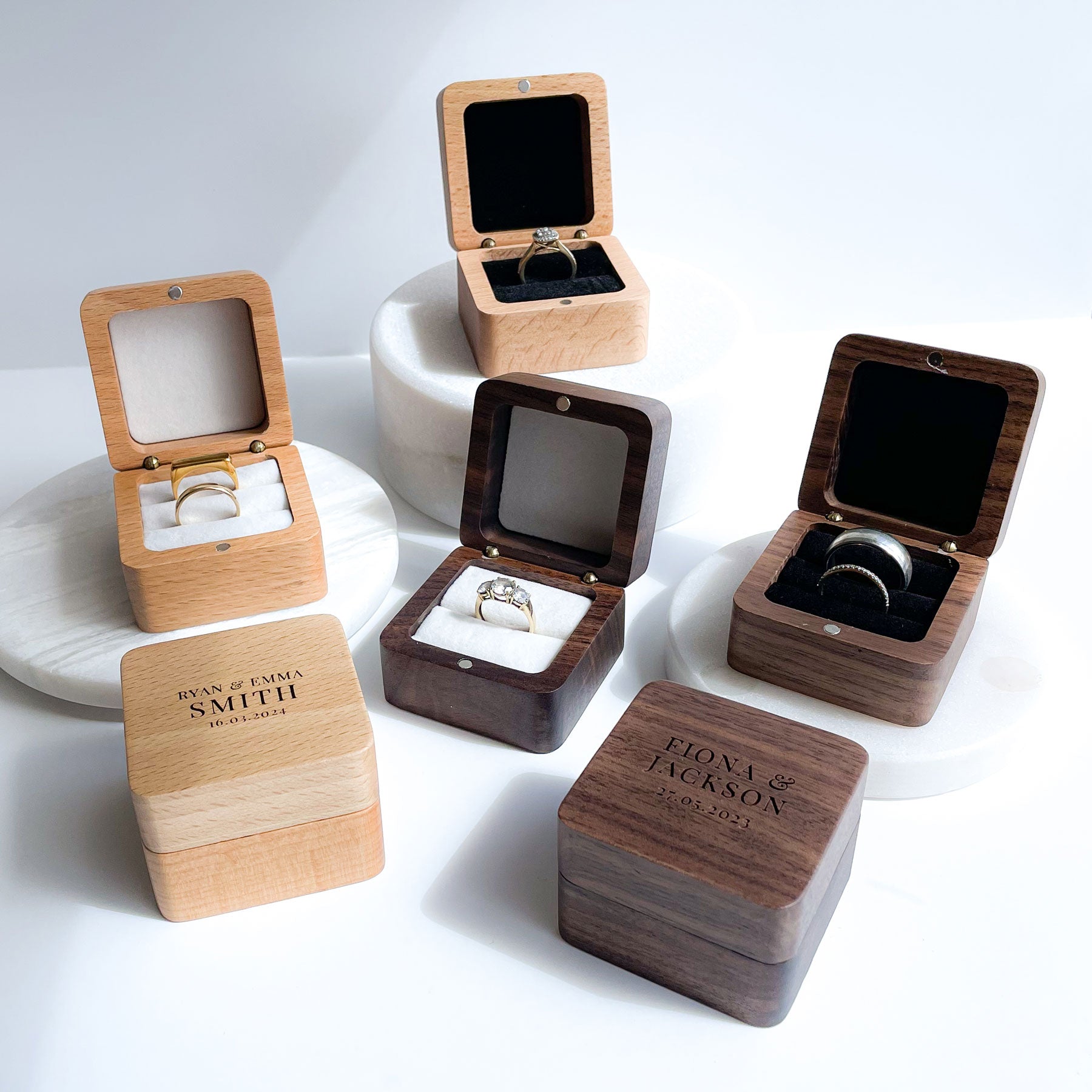 Personalised Timber Ring Box Square