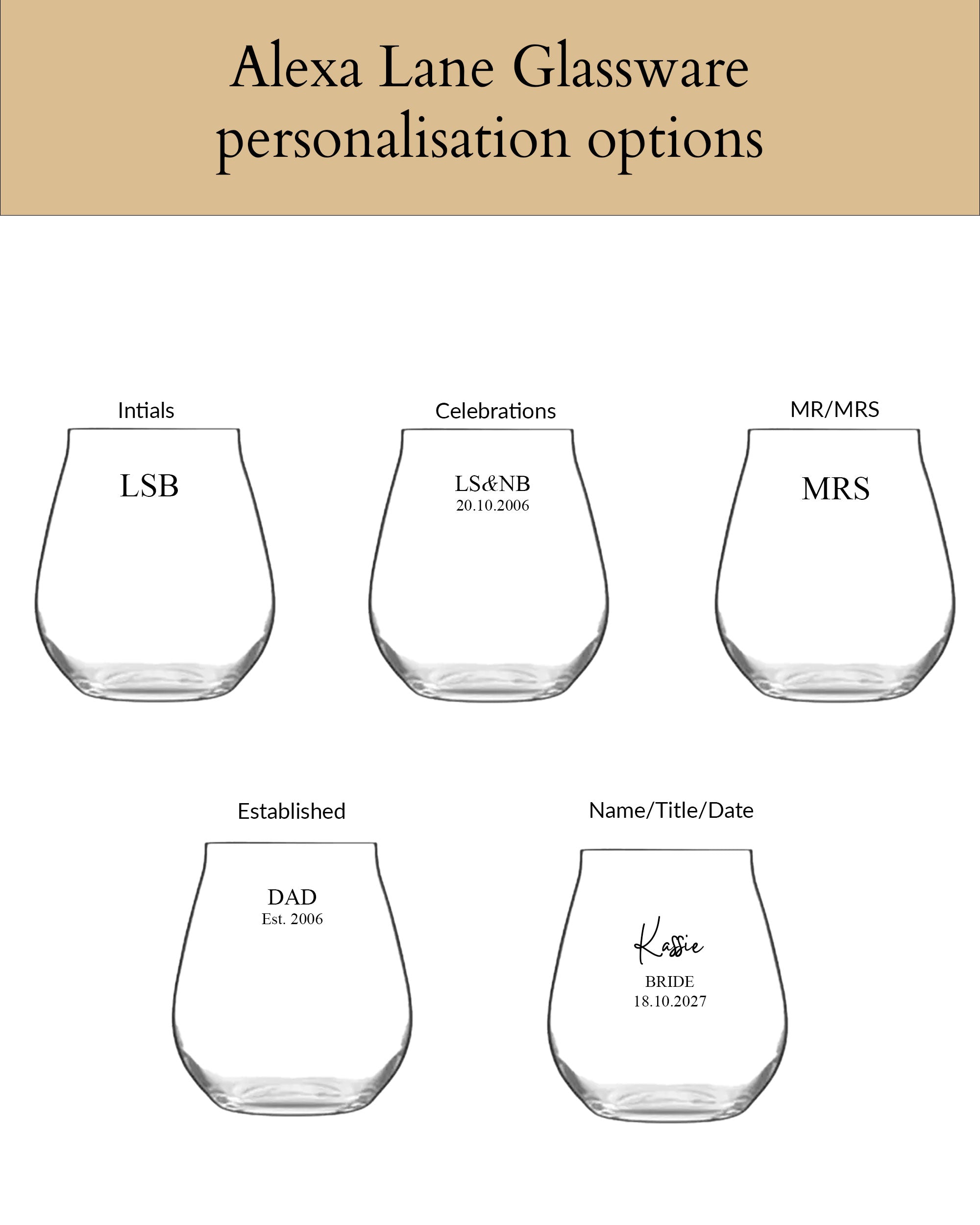 Personalised Stemless Wine Glass - Single
