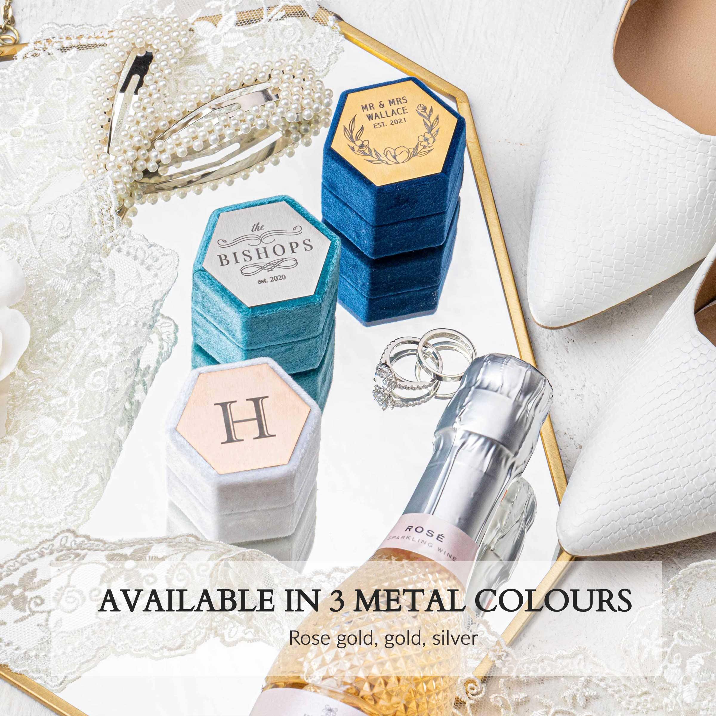 velvet ring box 3 metal colours