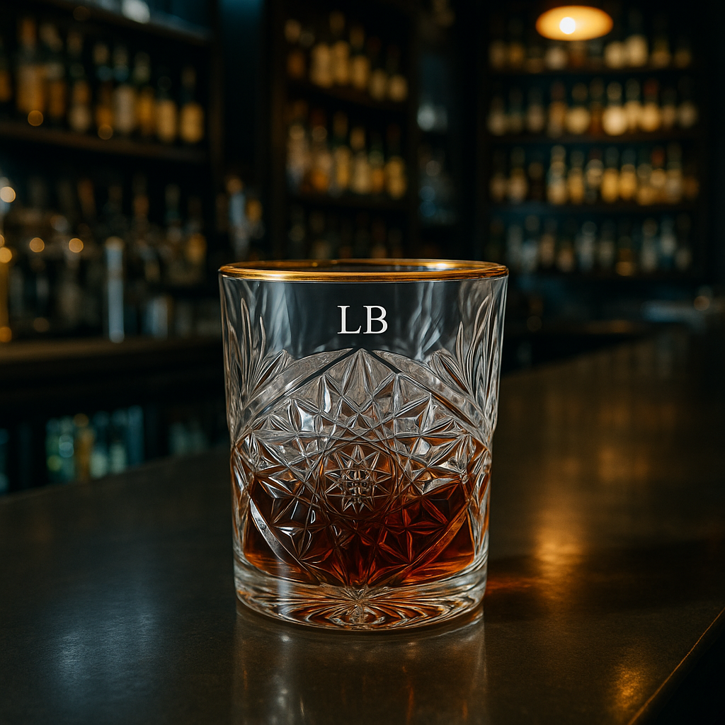 Personalised Whiskey Tumbler with Gold Rim - Single