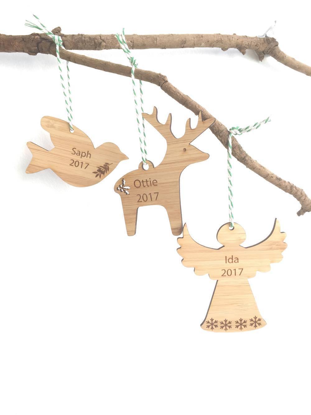 Personalised Christmas Decoration - choose from Reindeer, Dove and Angel designs - Alexa Lane