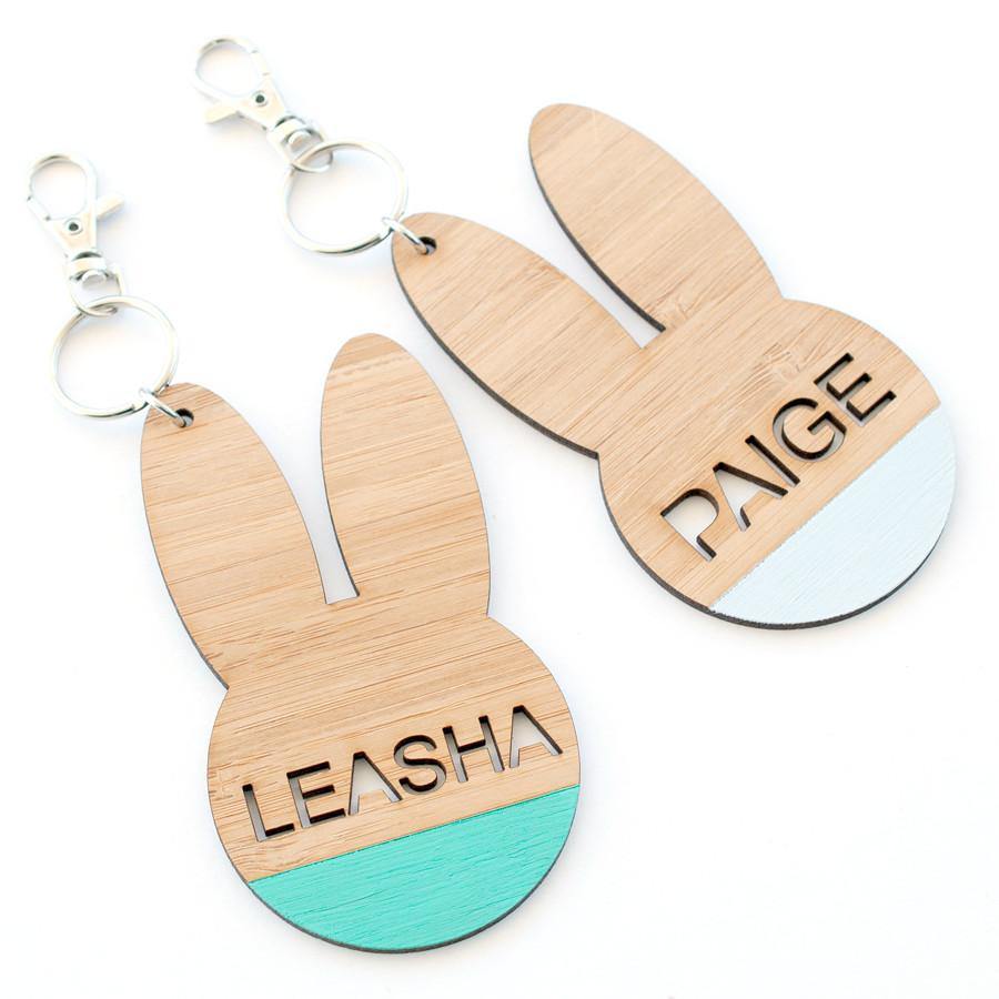 Custom name Bunny Rabbit bag tag and keyring - Alexa Lane