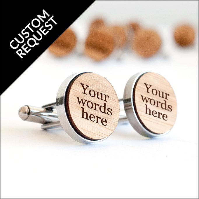 Etched bamboo cufflinks your custom text
