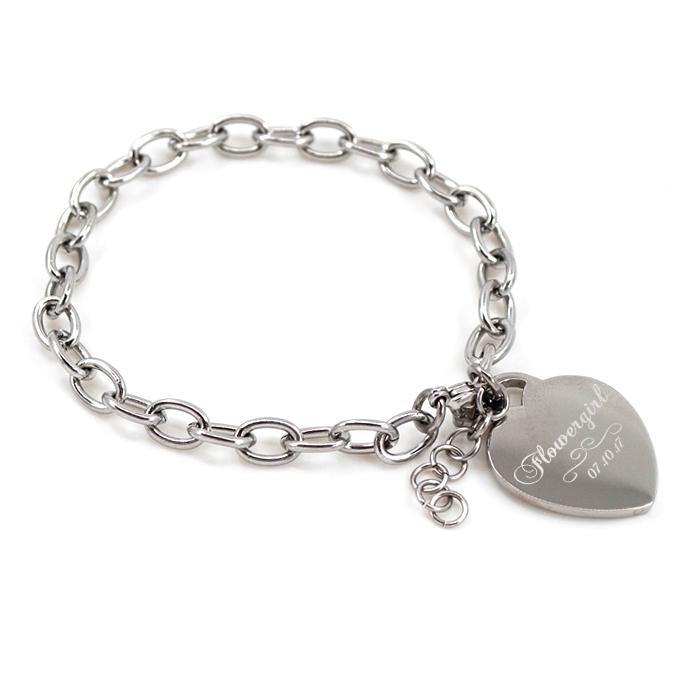Flower girl engraved bracelet