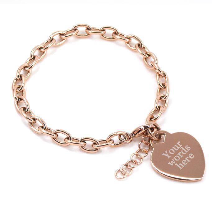 Engraved rose gold bracelet your custom text - Alexa Lane