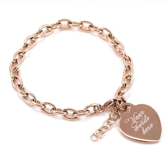 Engraved rose gold bracelet your custom text - Alexa Lane