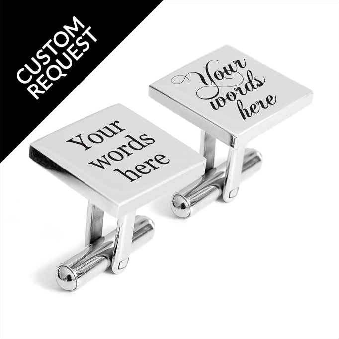 Engraved stainless steel cufflinks your custom text