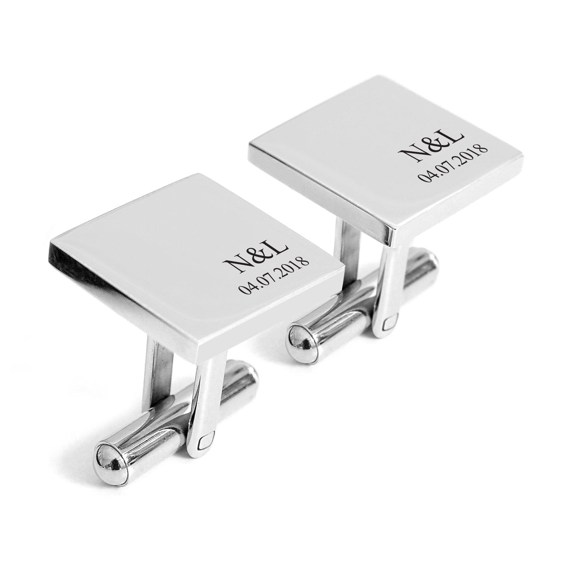Groom wedding cufflinks with date - Alexa Lane
