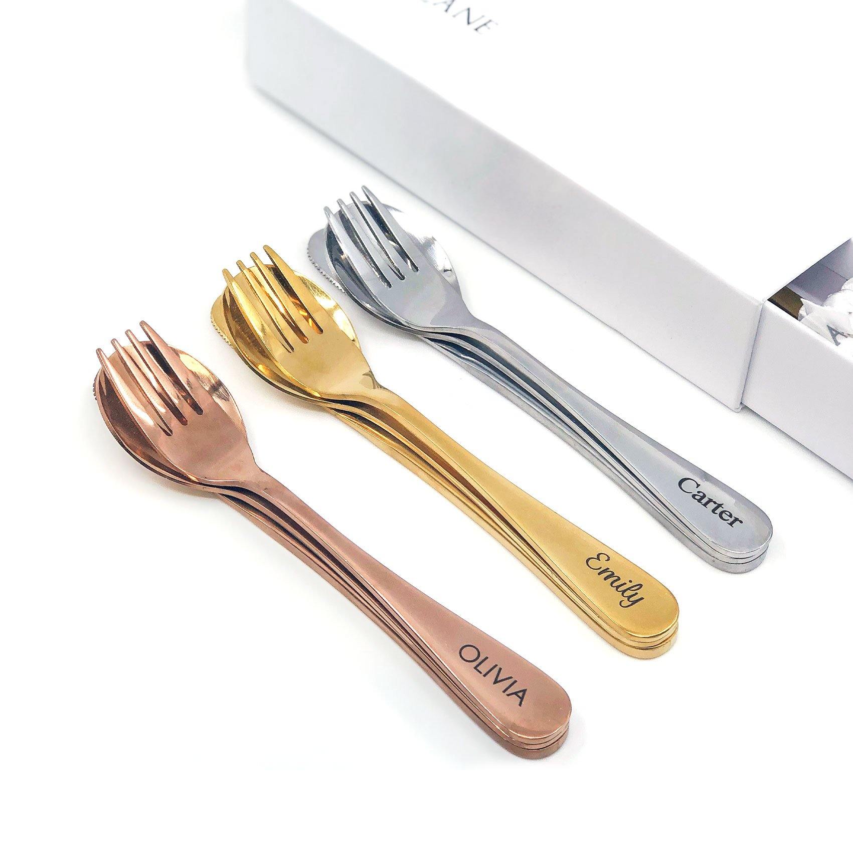 Personalised Engraved Childrens Cutlery Set Christening Birthday Kids Gift  Idea