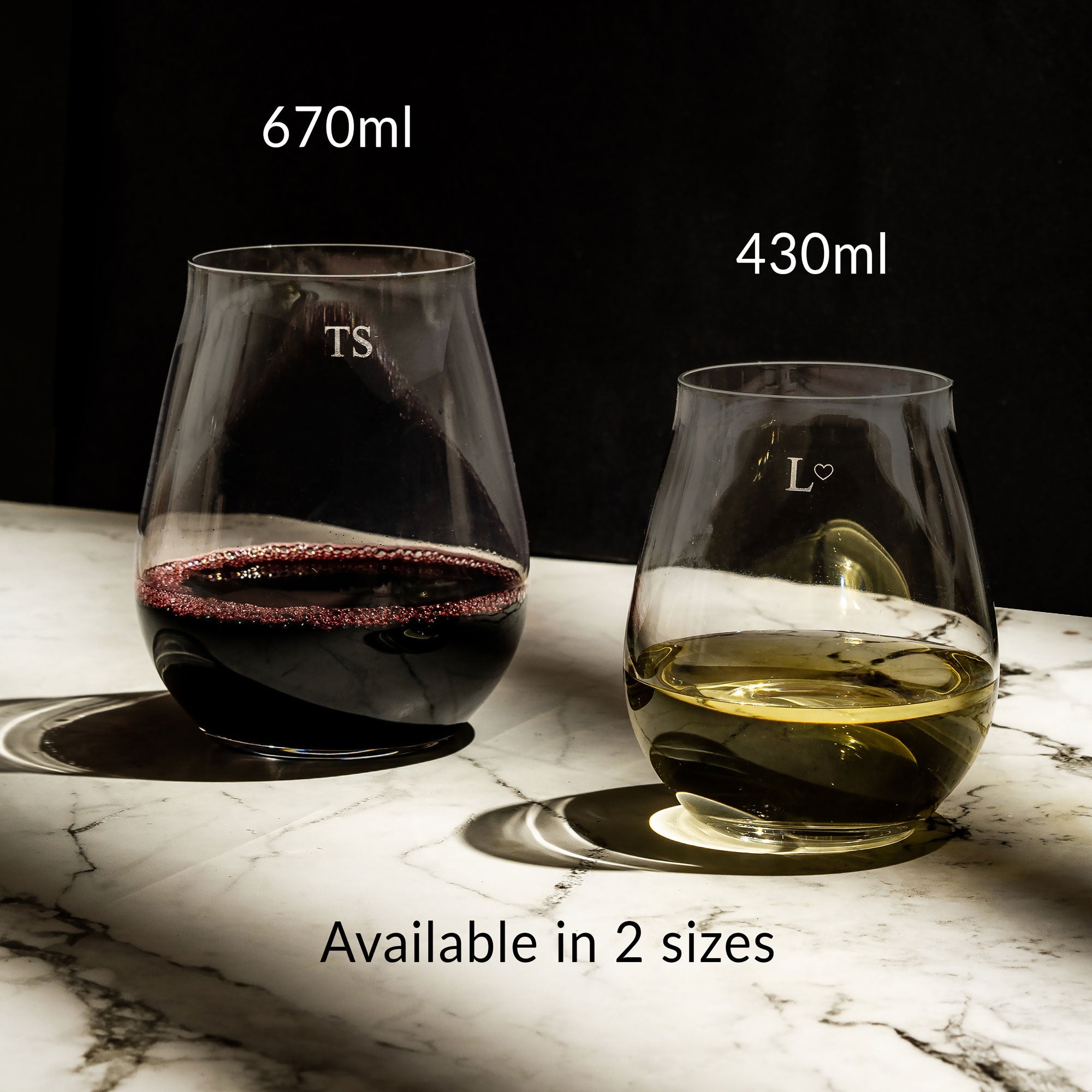 Personalised Stemless Wine Glass - Set of 2