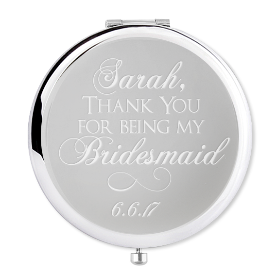 Bridesmaid gift personalised compact mirror - Alexa Lane