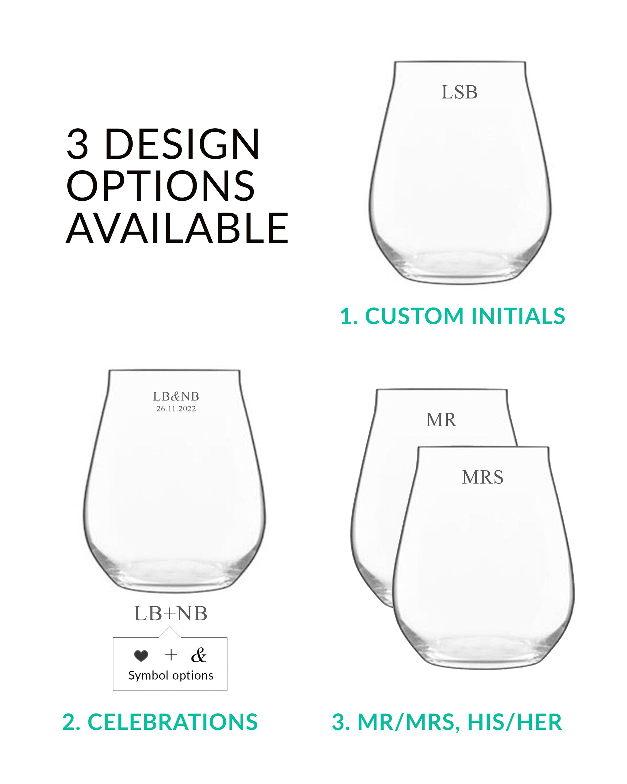 Personalised Red Wine Glass Bordeaux - Set of 2