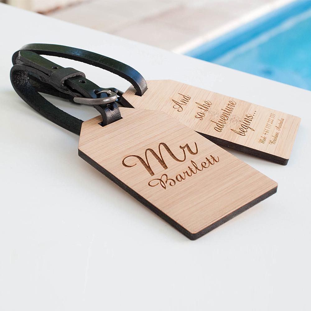 Personalised Bamboo Couple's Luggage Tags - Alexa Lane