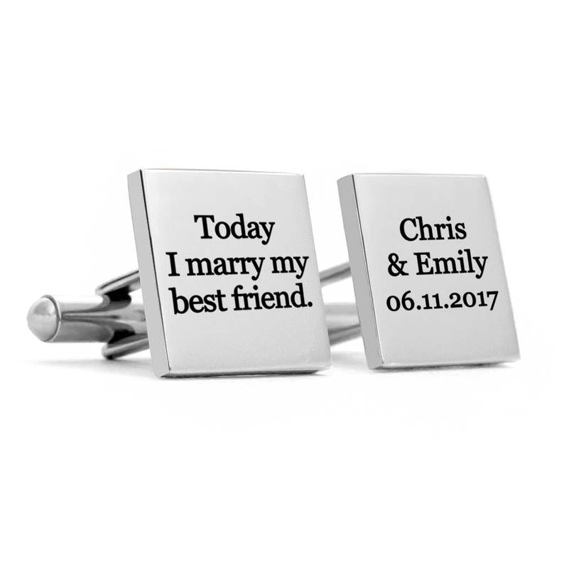 Today I Marry Engraved Groom Cufflinks
