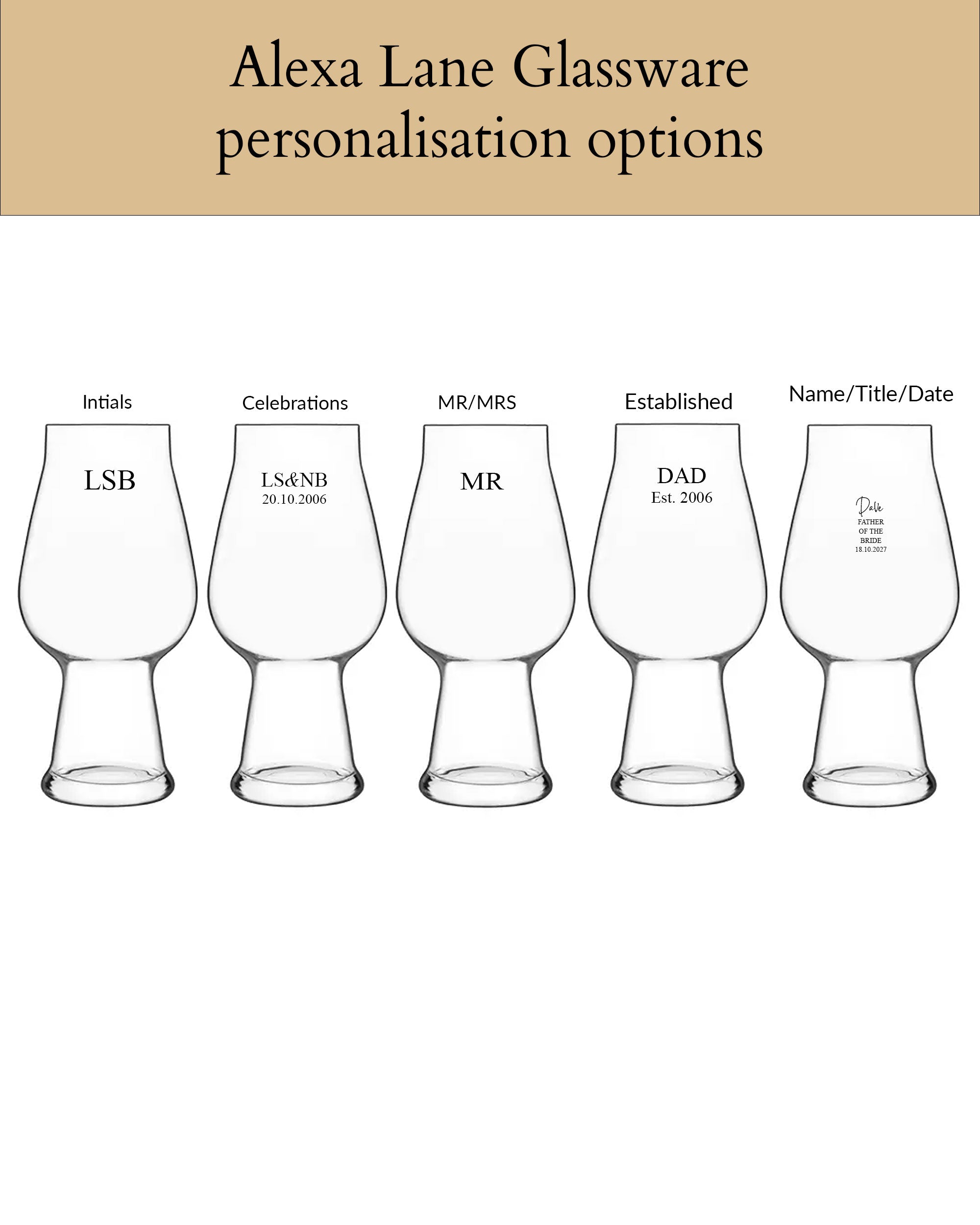 Personalised Beer Glass - Set of 2 - Alexa Lane