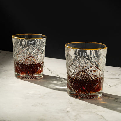 Personalised Whiskey Tumbler with Gold Rim - Single