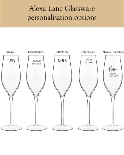 Personalised Champagne Flute Glass - Single - Alexa Lane