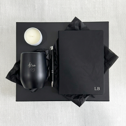 Personalised Stationery & Coffee Gift Bundle – Custom A5 Vegan Leather Notebook & Engraved Cup - Alexa Lane