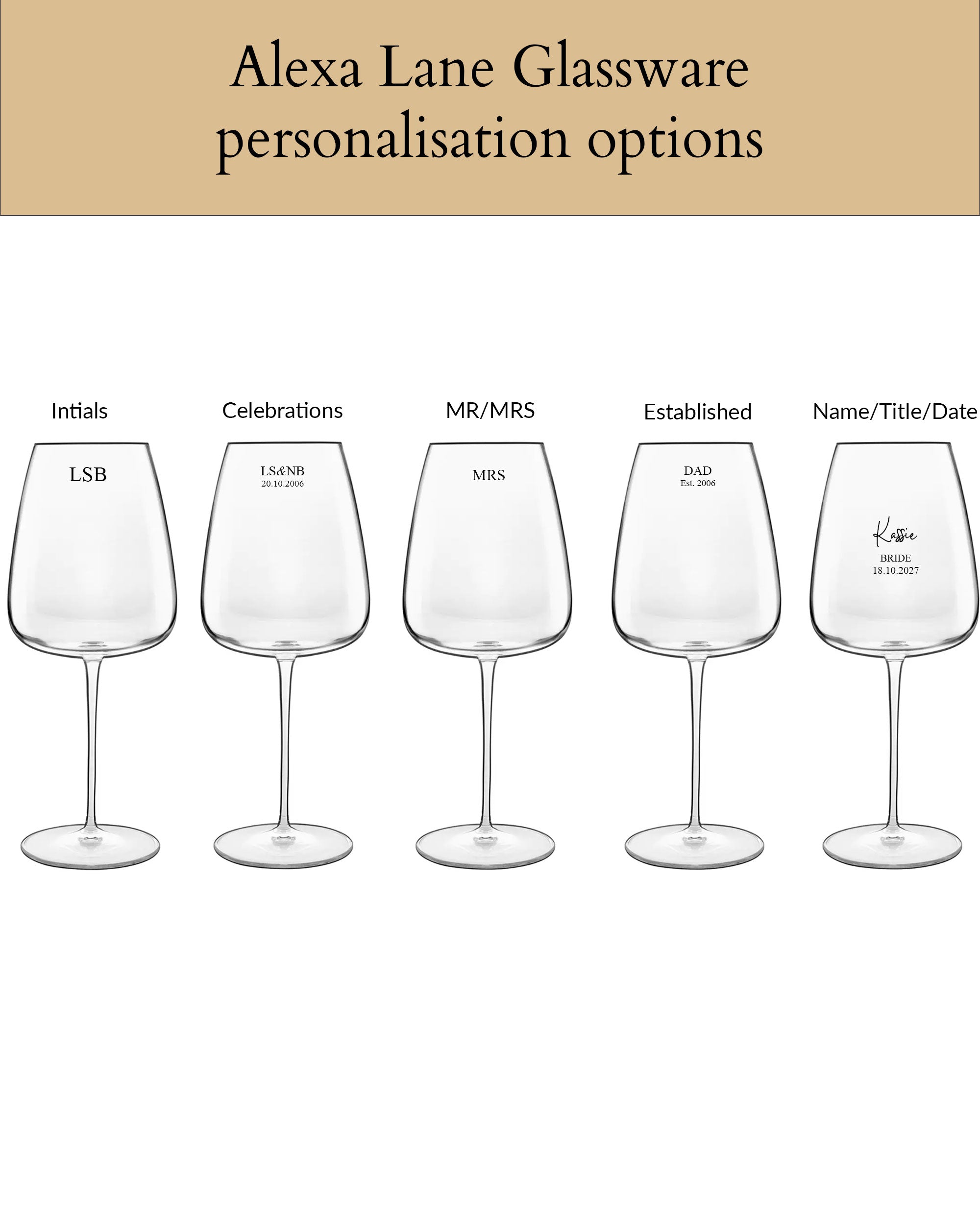 Personalised Red Wine Glass Bordeaux - Set of 2
