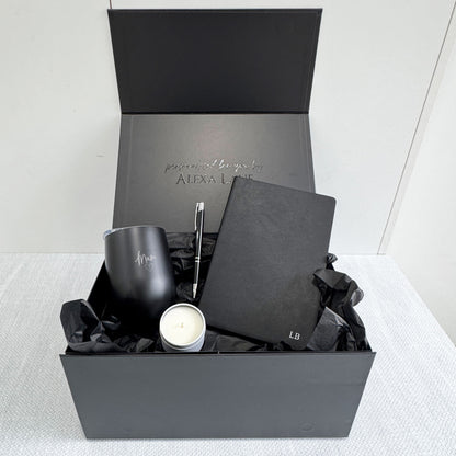 Personalised Stationery & Coffee Gift Bundle – Custom A5 Vegan Leather Notebook & Engraved Cup - Alexa Lane