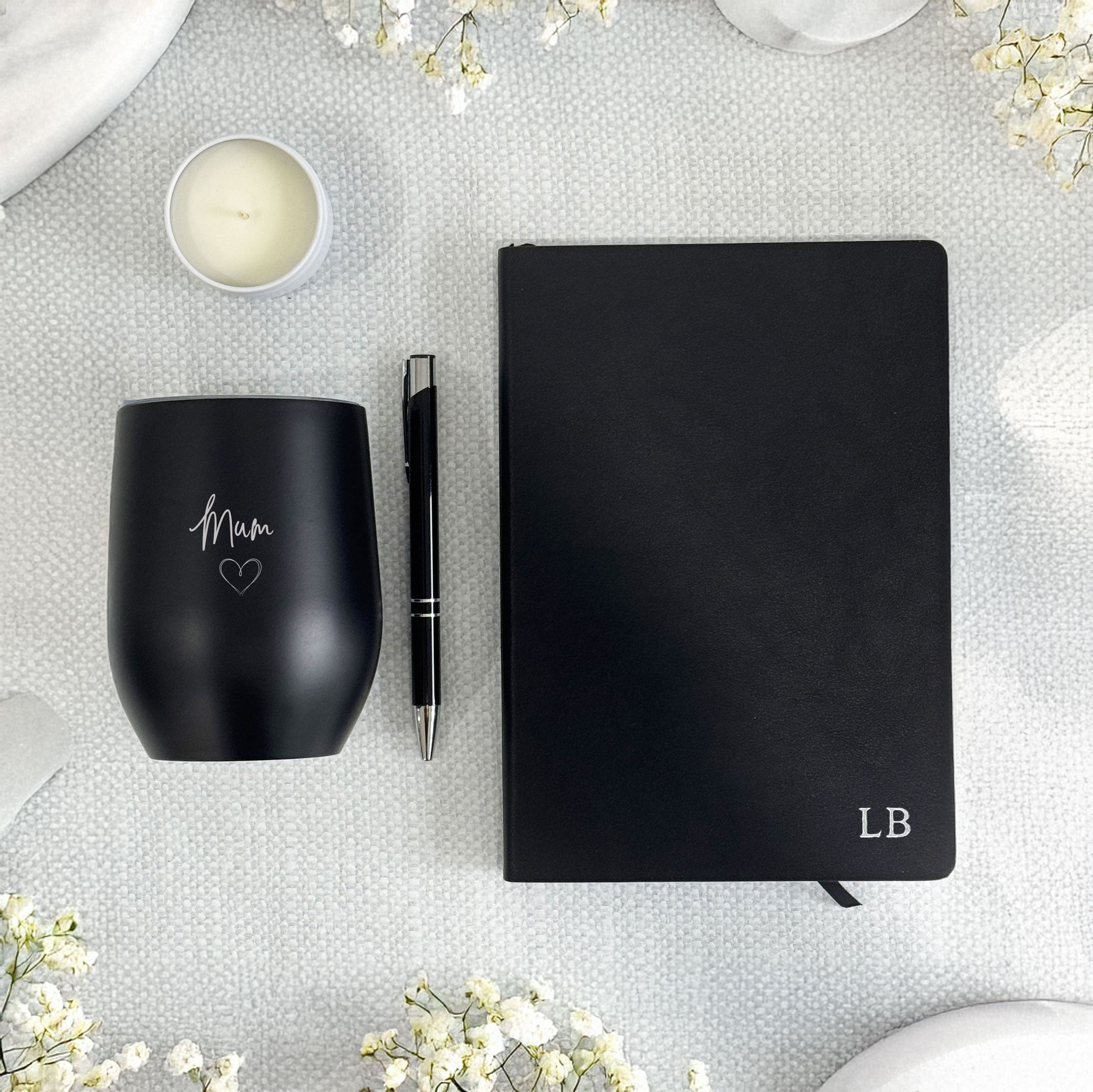 Personalised Stationery & Coffee Gift Bundle – Custom A5 Vegan Leather Notebook & Engraved Cup - Alexa Lane