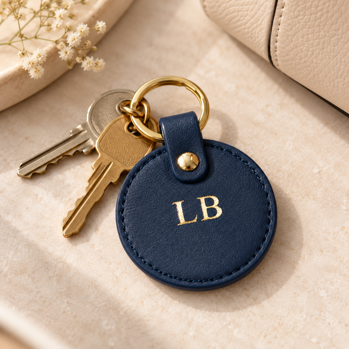 Vegan leather keyring