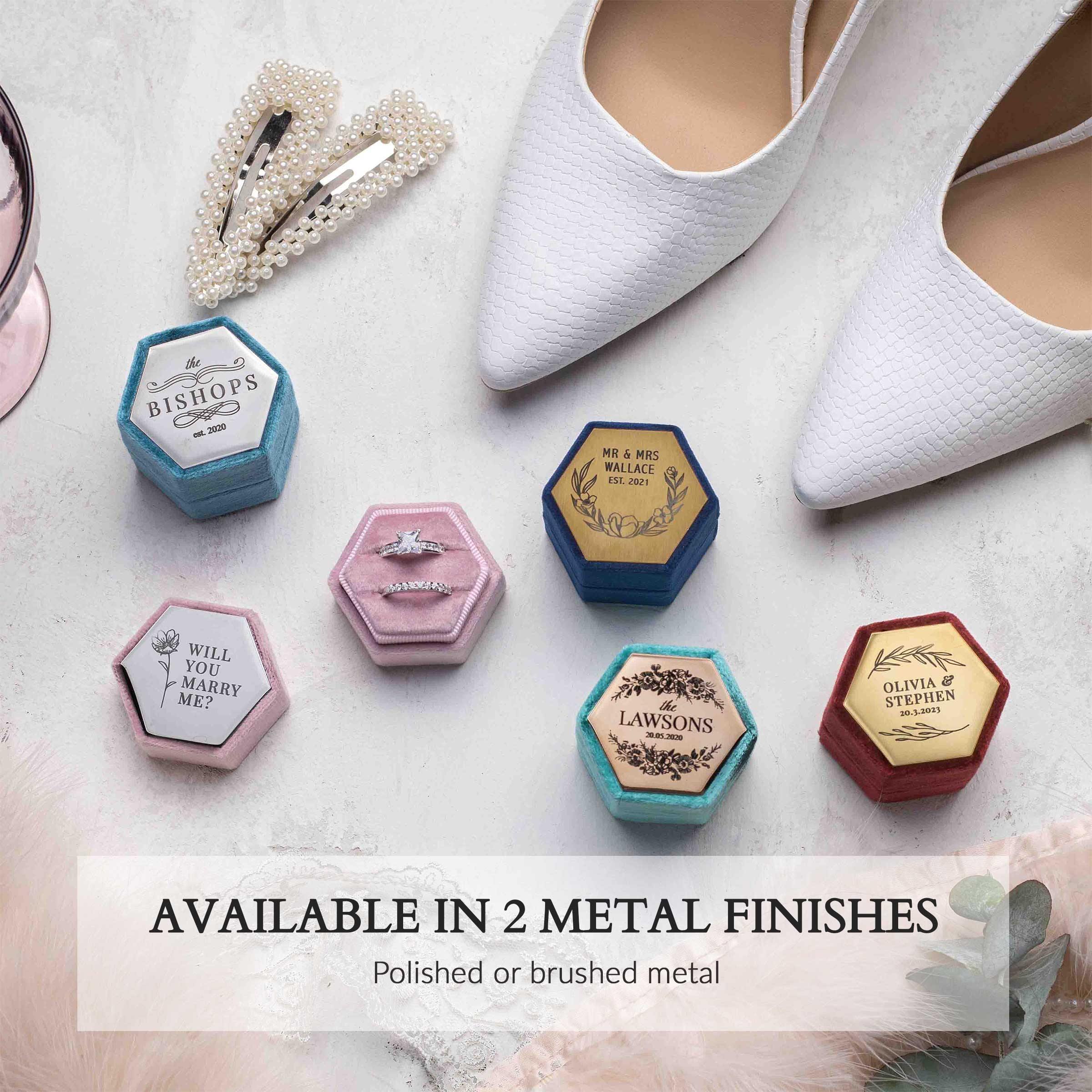 velvet ring box metal finish