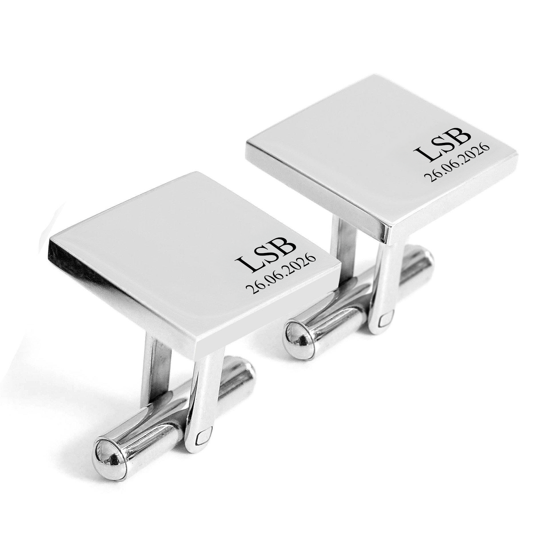 Groom wedding cufflinks with initials and date