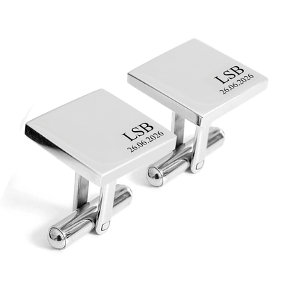 Groom wedding cufflinks with initials and date