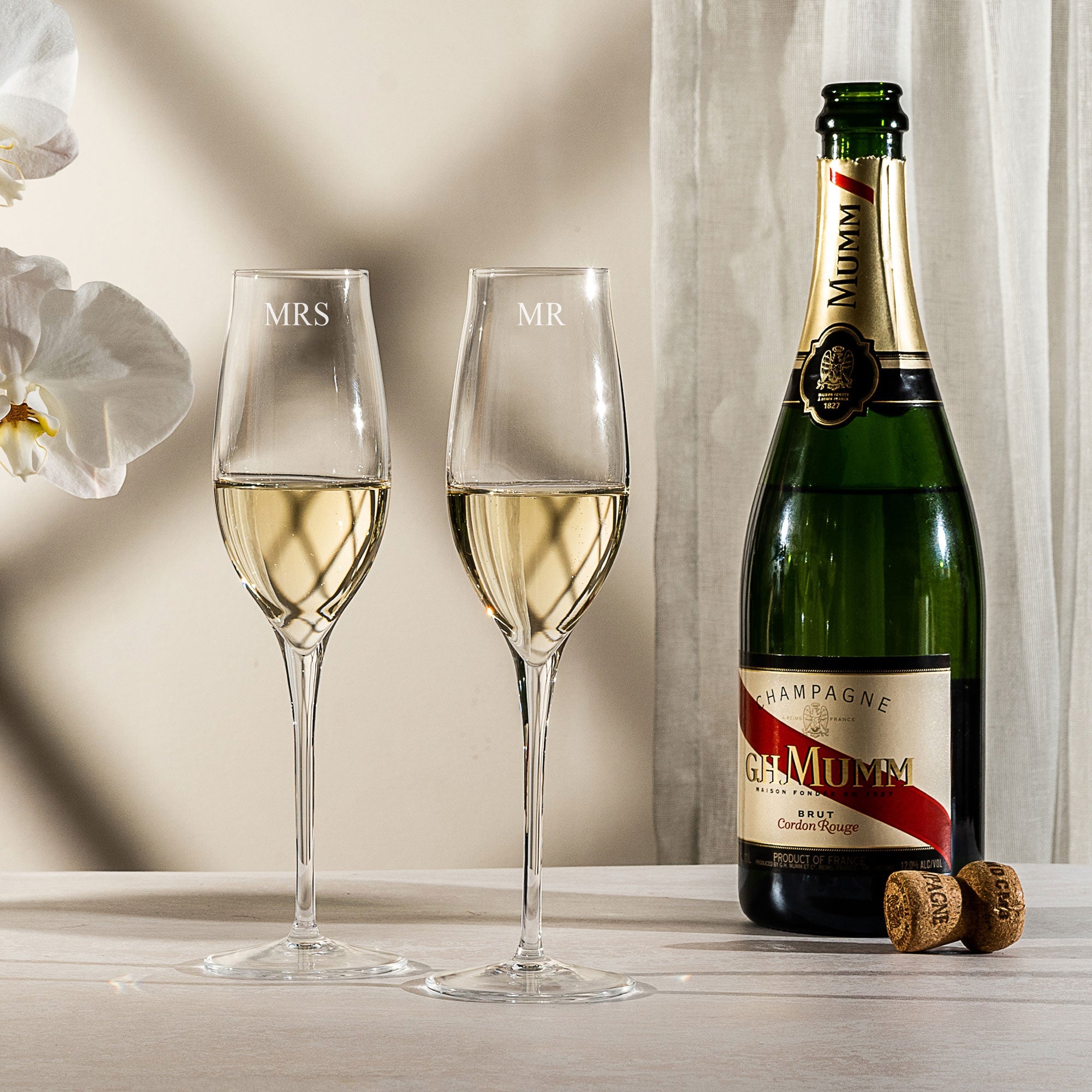 Personalised Champagne Flute Glass - Set of 2