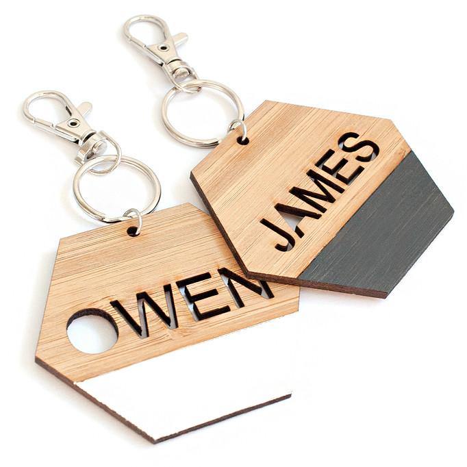 Custom name hexagon bag tag and keyring - Alexa Lane