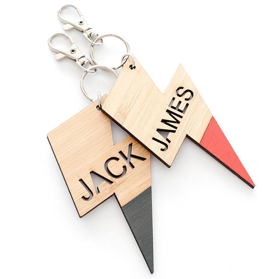 Custom name lightening bolt bag tag and keyring - Alexa Lane