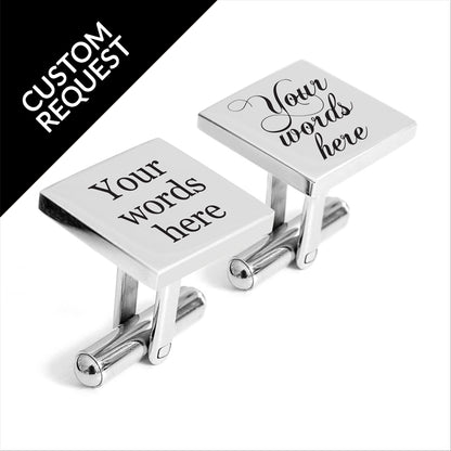 Engraved stainless steel cufflinks your custom text