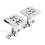 Engraved Father of the Bride Little Girl cufflinks with wedding date - Alexa Lane