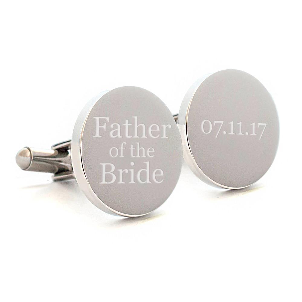 Engraved Father of the Bride cufflinks with wedding date - Alexa Lane