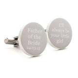 Engraved Father of the Bride Little Girl cufflinks with wedding date - Alexa Lane