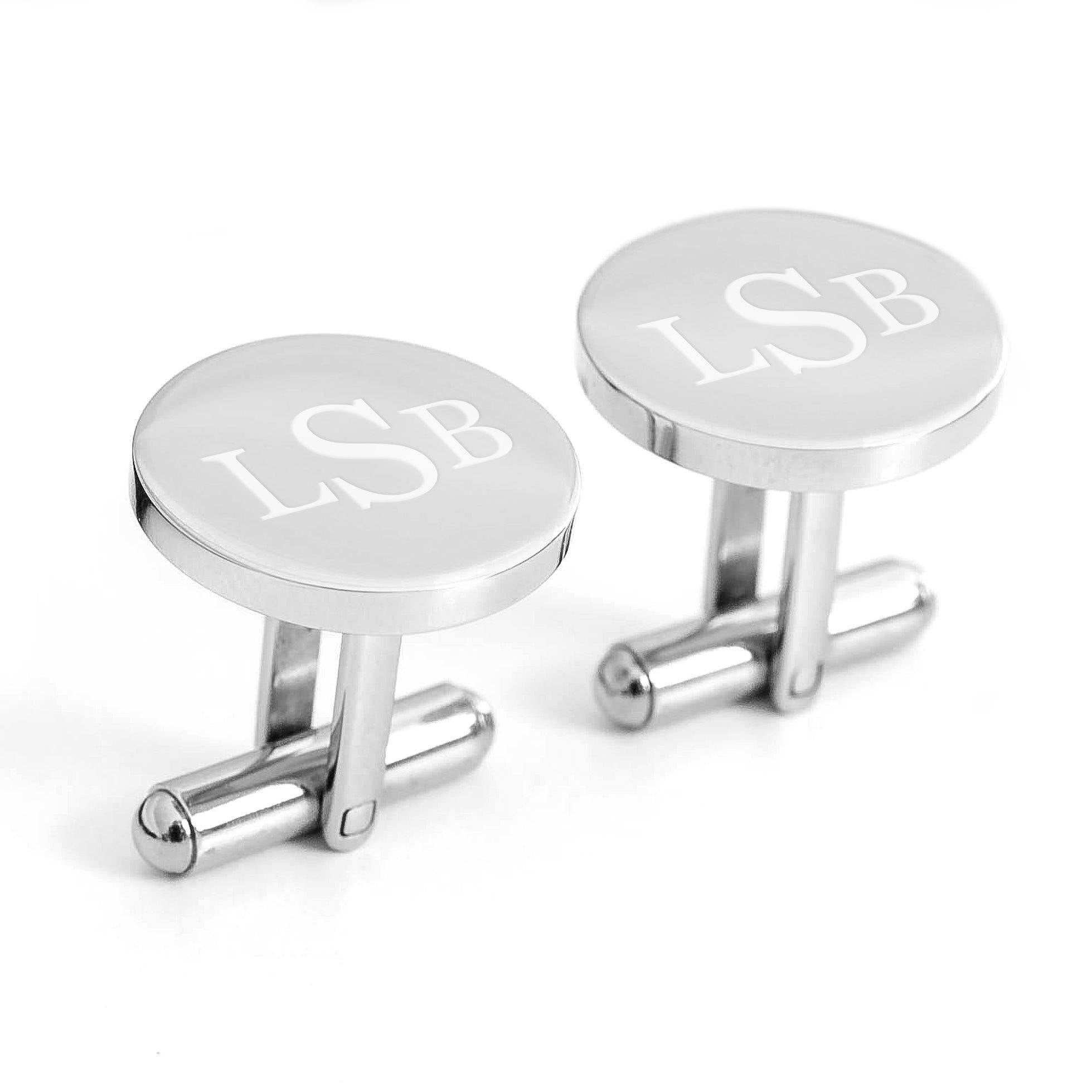 Engraved monogram cufflinks stainless steel - Alexa Lane