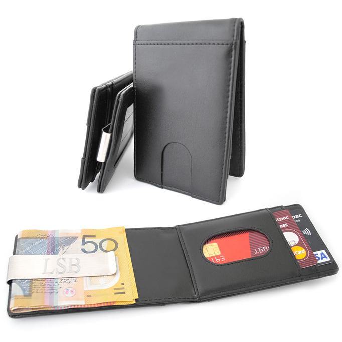 Personalised leather wallet with money clip - Alexa Lane