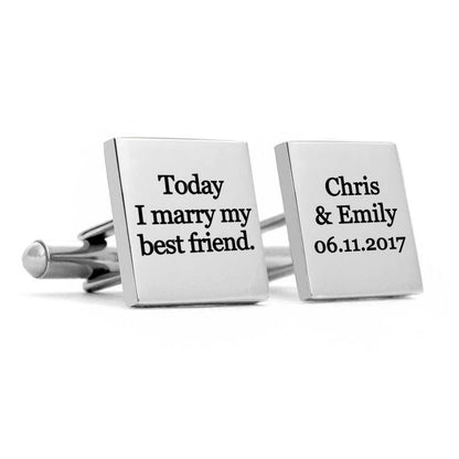 Today I Marry Engraved Groom Cufflinks